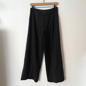 Garnet Hill Black High Rise Wide Leg Wool Blend Trouser Pants Women's Size 8